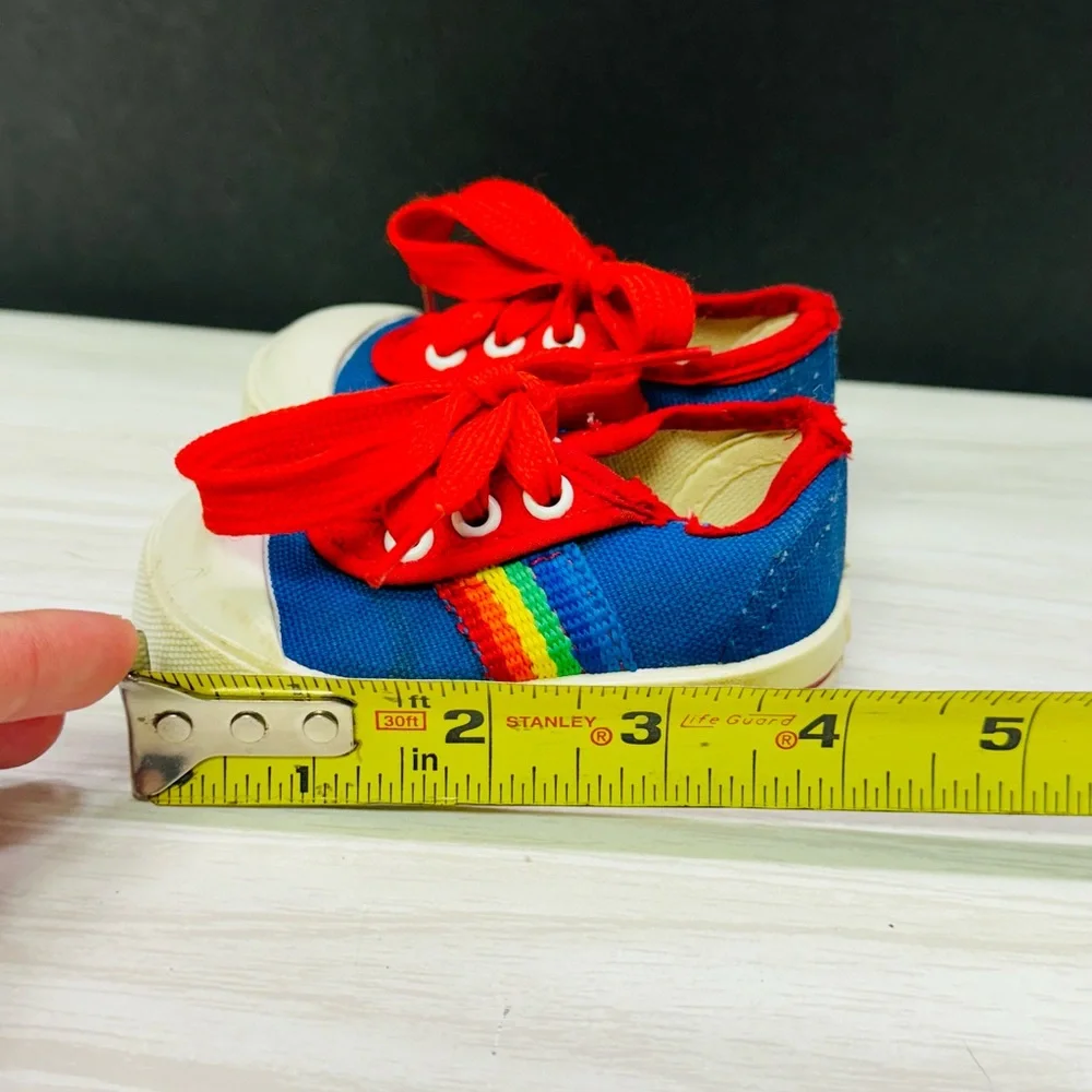 Vintage Baby Shoes Sneakers Size 1 Blue/Multicolor -Made USA